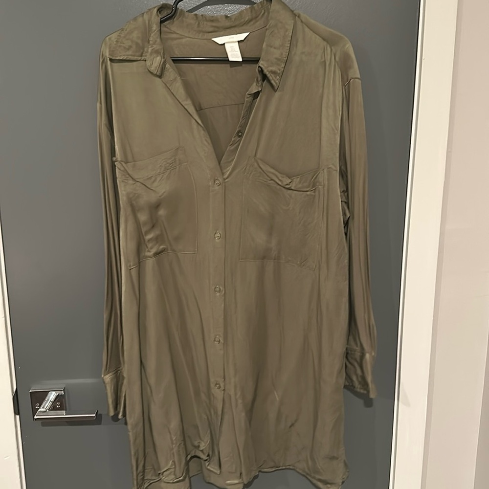 H&M Green Silk Tunic